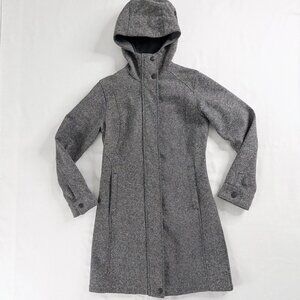 Columbia Gray Tweed Marled Full Zip Long Length Hooded Jacket